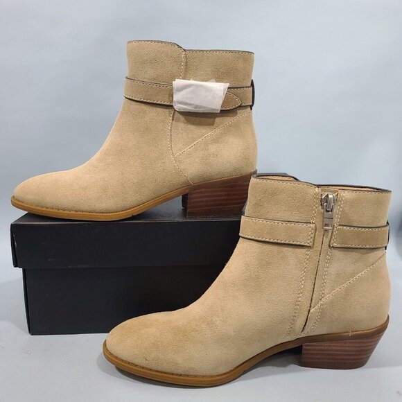 Coach Dylan Oat Suede Block Heel Ankle Boots Womens Size 5.5B NIB MSRP $195 - Picture 2 of 11